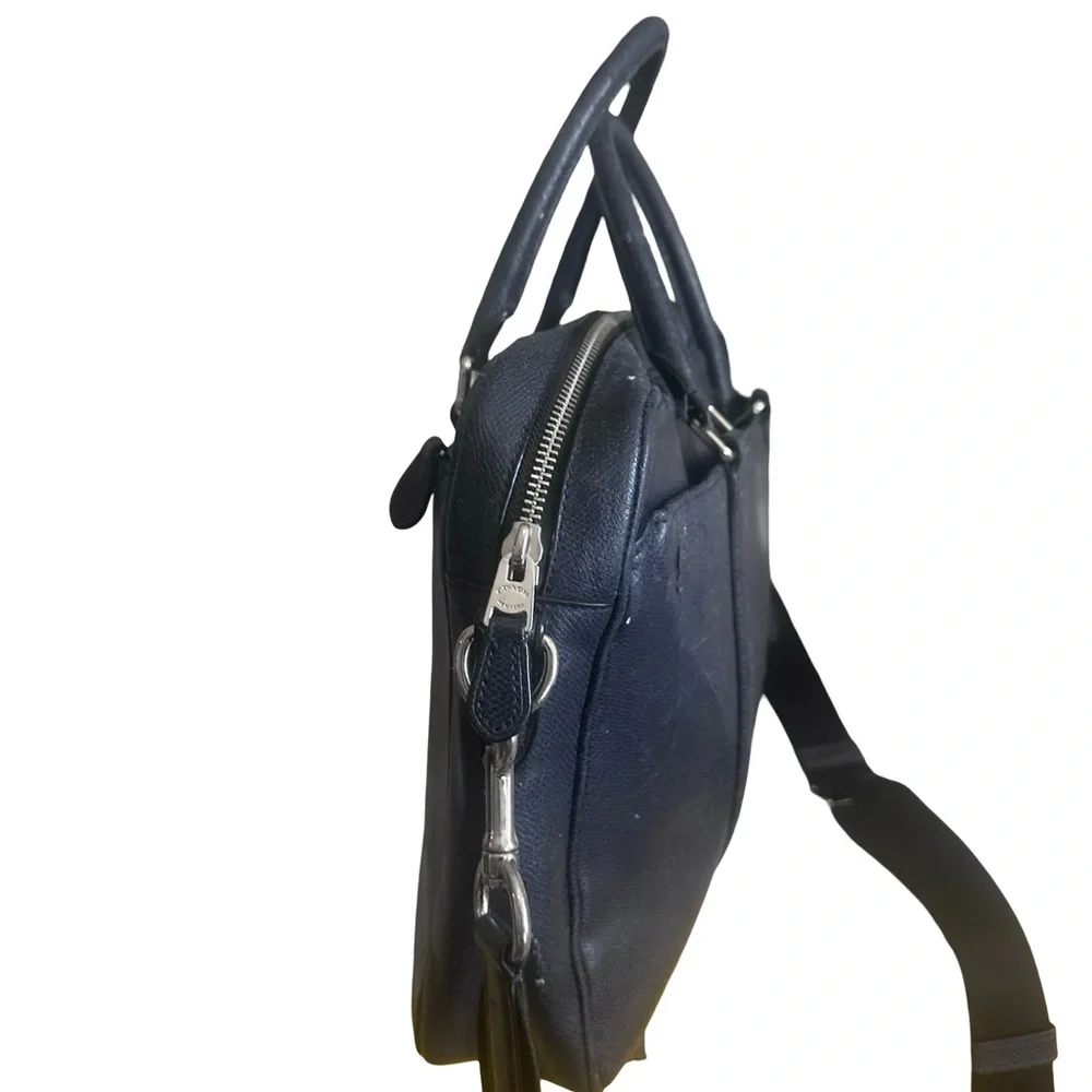 Coach Metropolitan Slim Brief Laptop Messenger Crossbody Blue Leather Bag